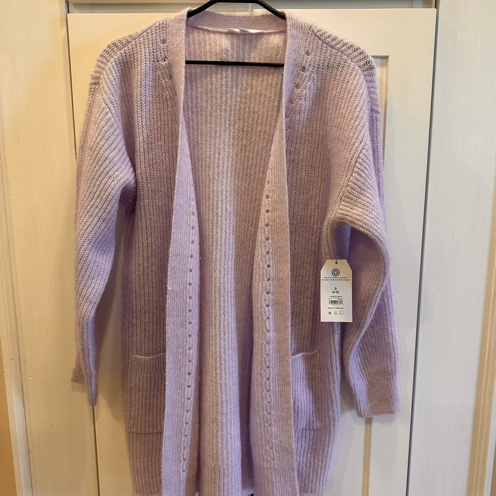 Time and Tru Lilac Cardigan Sweater Cardigan